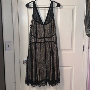 Torrid Nude/Blk Lace Skater Dress